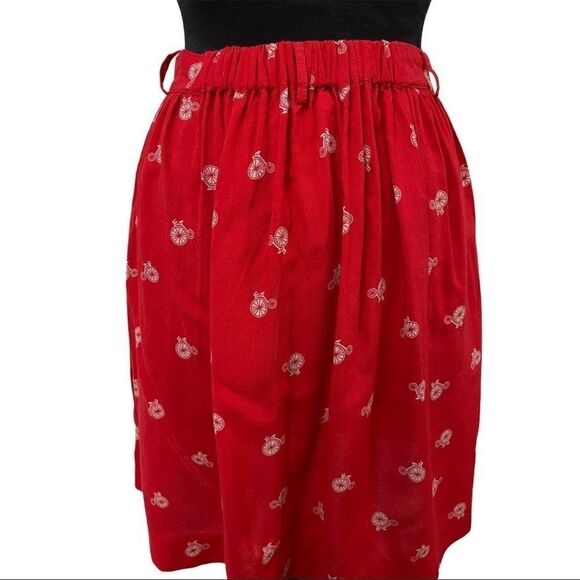 𝅺love Fire Red Bicycle Pattern Mini Skirt Sz M - Picture 3 of 9